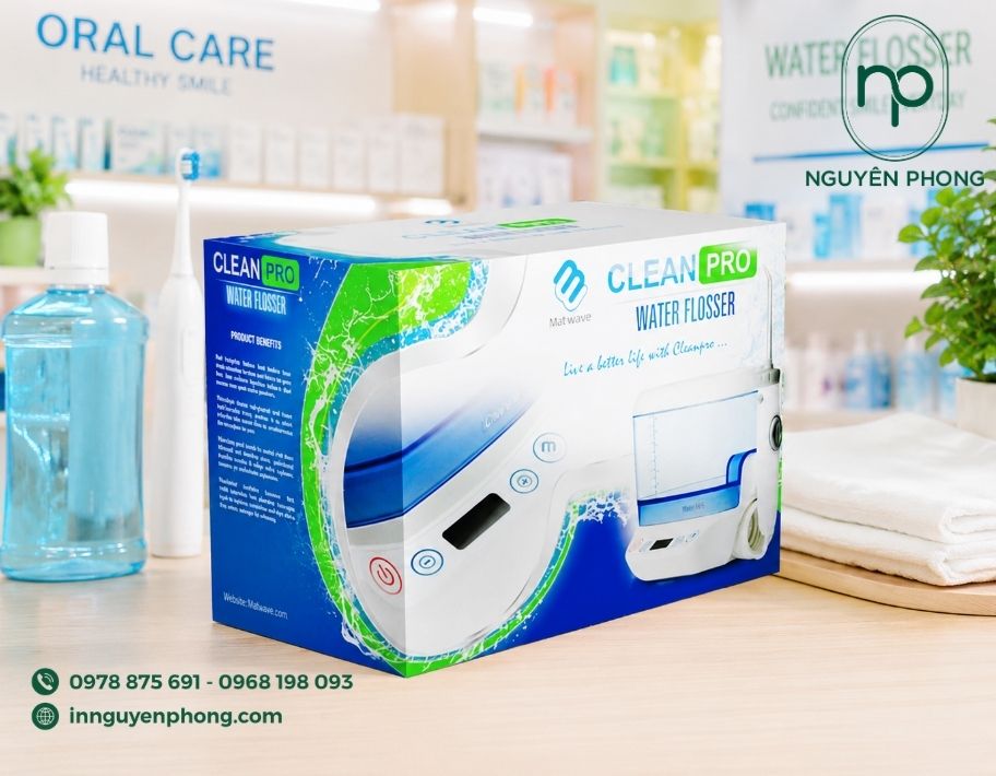 Mâu in hộp đựng máy tăm nước thương hiệu 